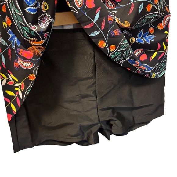 Womens 2-Piece Floral Tankini Set Sz 3XL Black Multicolor Polyester & Elastane S - Picture 8 of 12